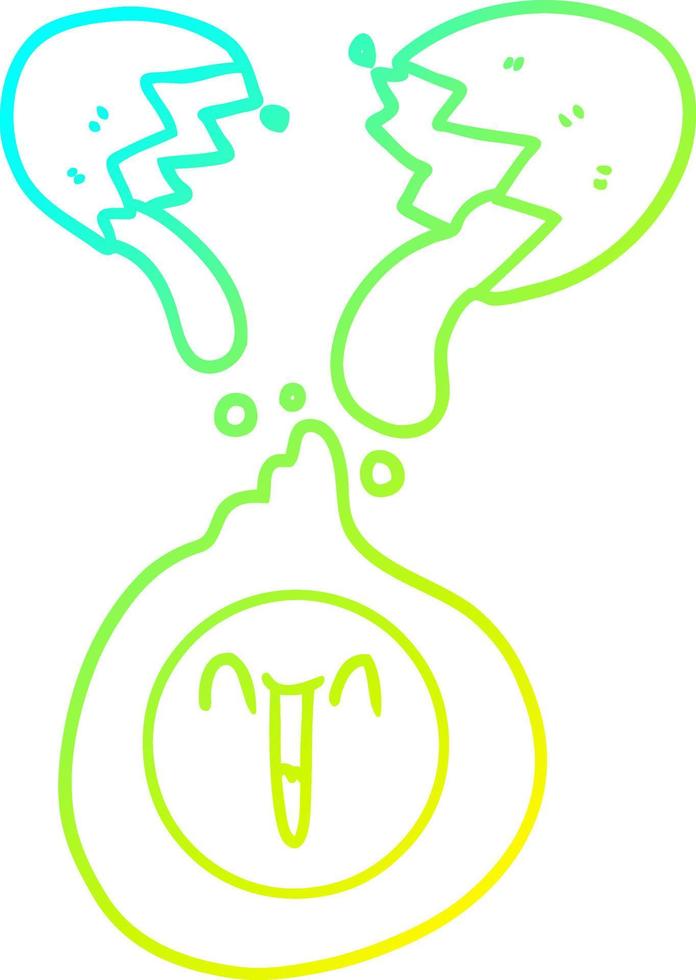 cold gradient line drawing cartoon cracked egg vector