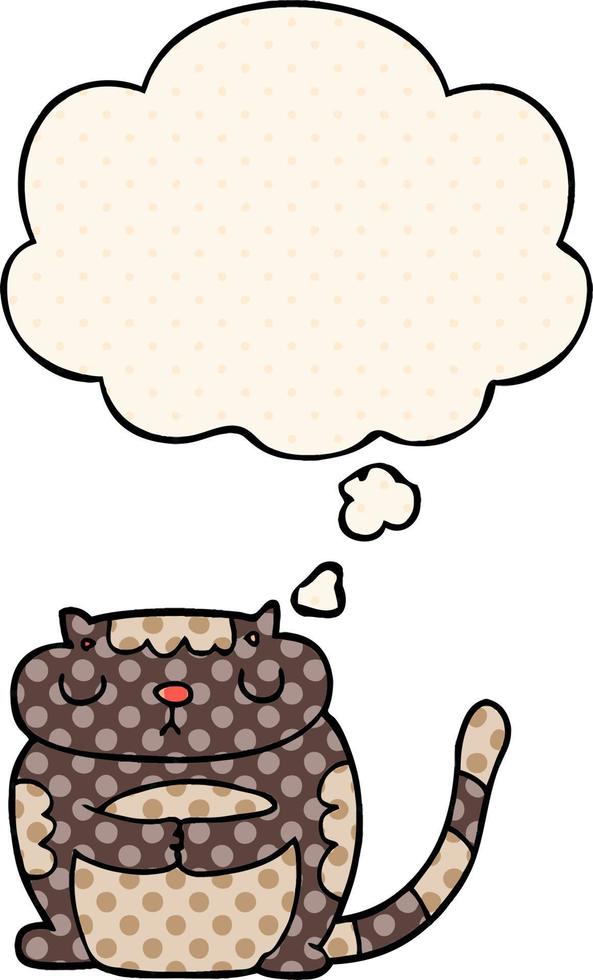 cute cartoon cat and thought bubble in comic book style vector