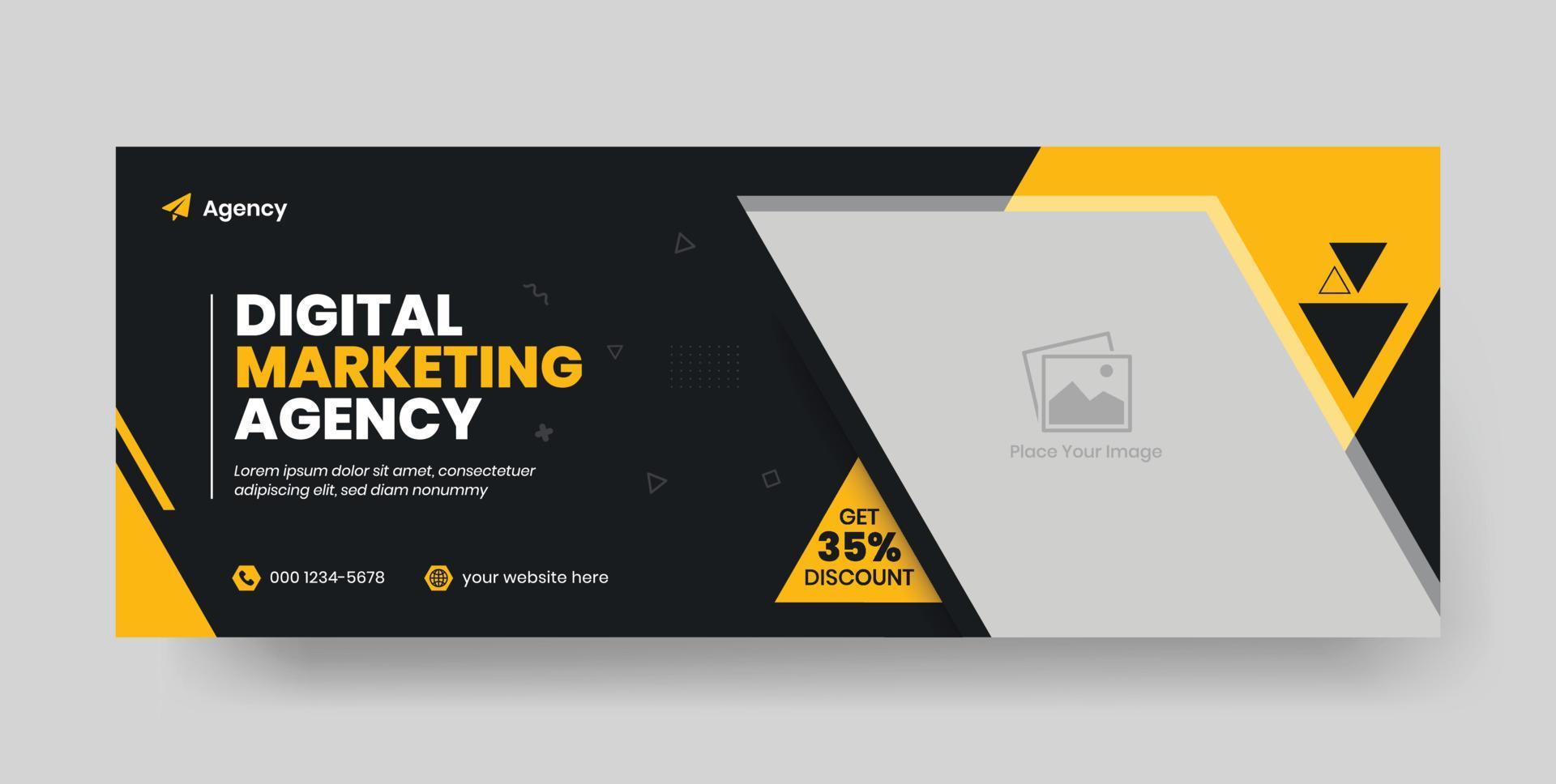 Digital marketing agency social media facebook cover template, web banner template, corporate banner, header, webinar banner design vector