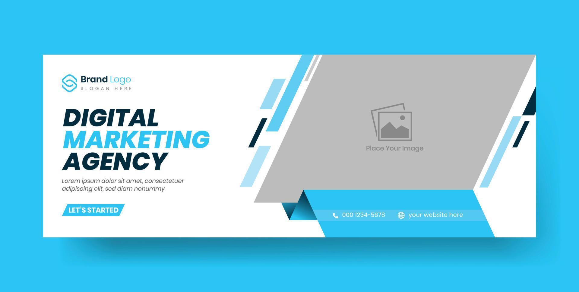 Digital marketing agency social media facebook cover template, web banner template, corporate banner, header, webinar banner design vector