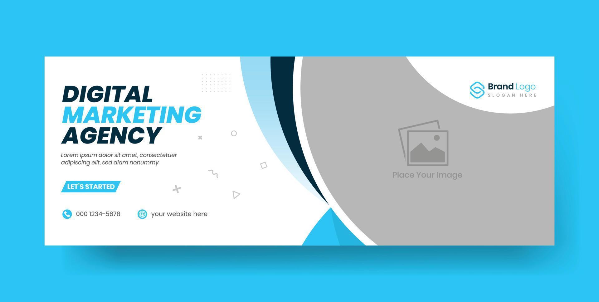 Digital marketing agency social media facebook cover template, web banner template, corporate banner, header, webinar banner design vector