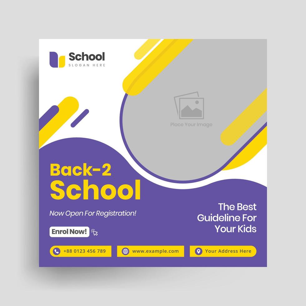 School education admission web banner or back to school social media post template vector