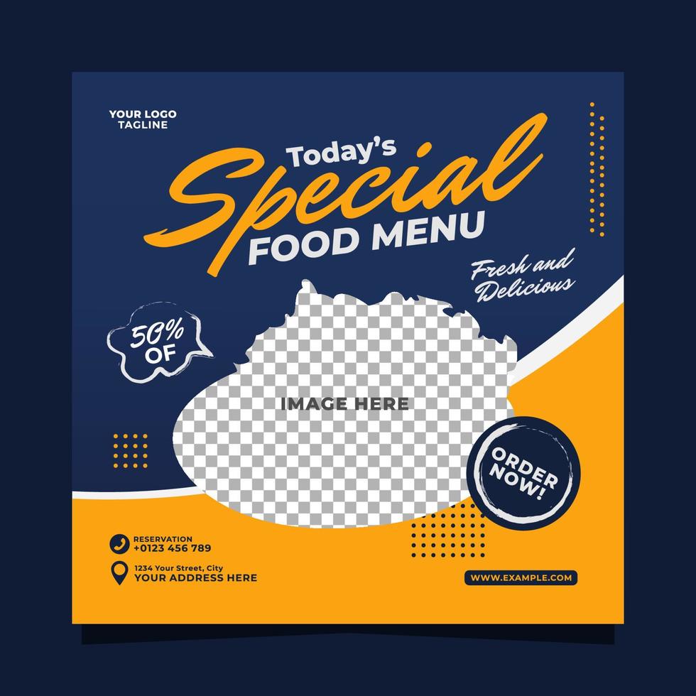 Special food menu promotion social media post banner square template vector