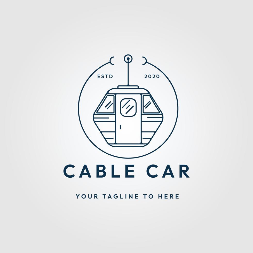 cable car line art logo, icon and symbol, with emblem vector illustration design