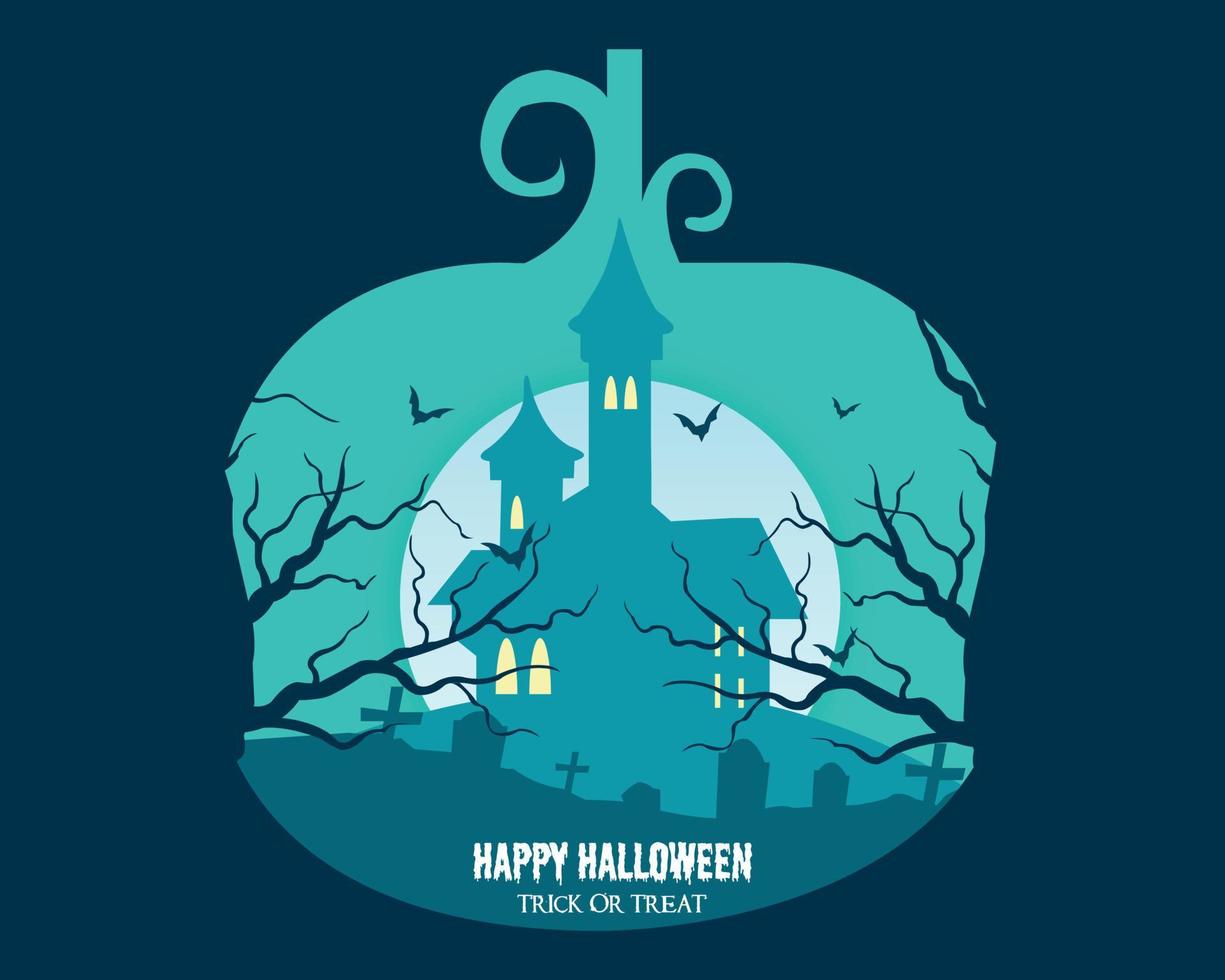 feliz halloween con calabaza plana vector