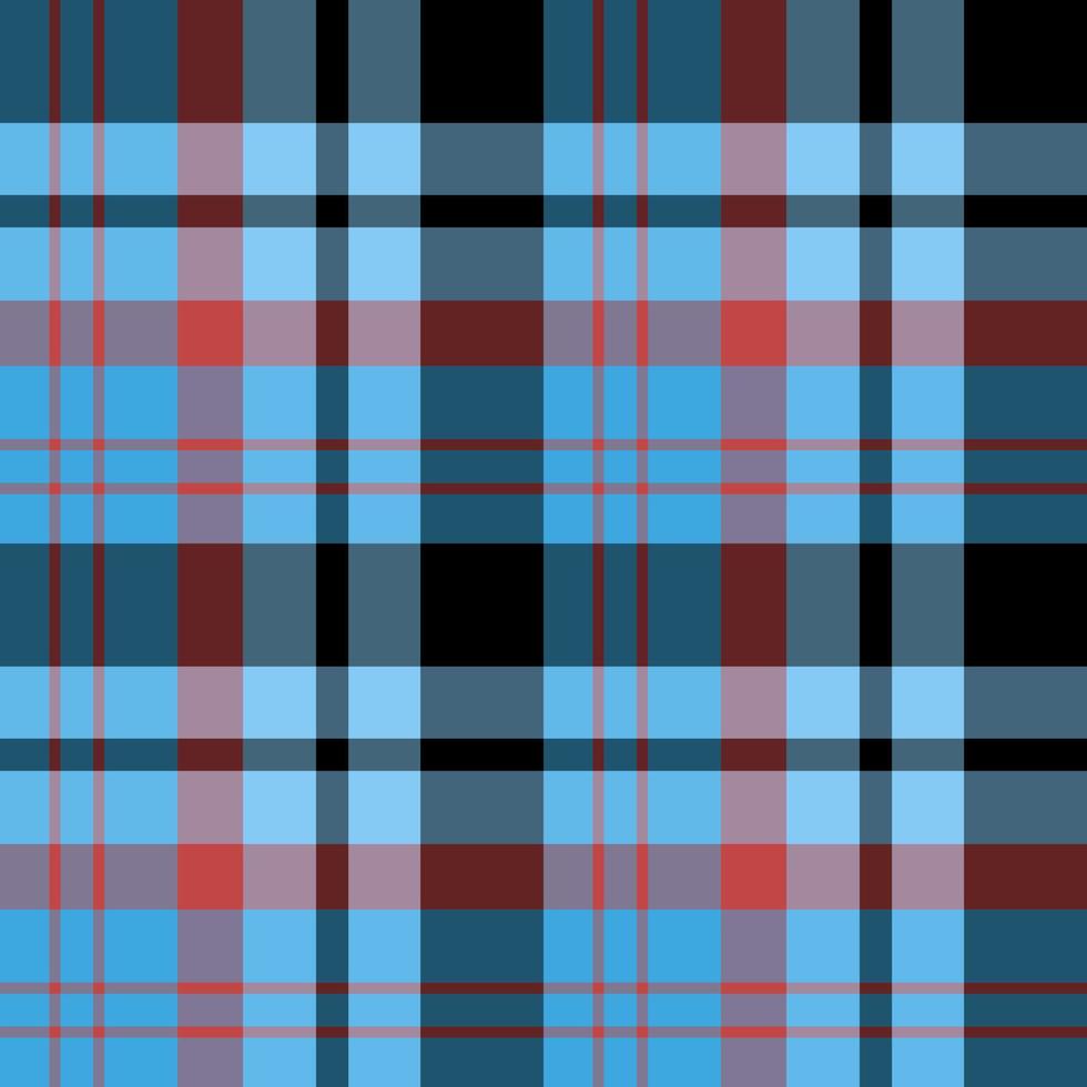 Seamless pattern in great blue, red and black colors for plaid, fabric, textile, clothes, tablecloth and other things. Vector image.