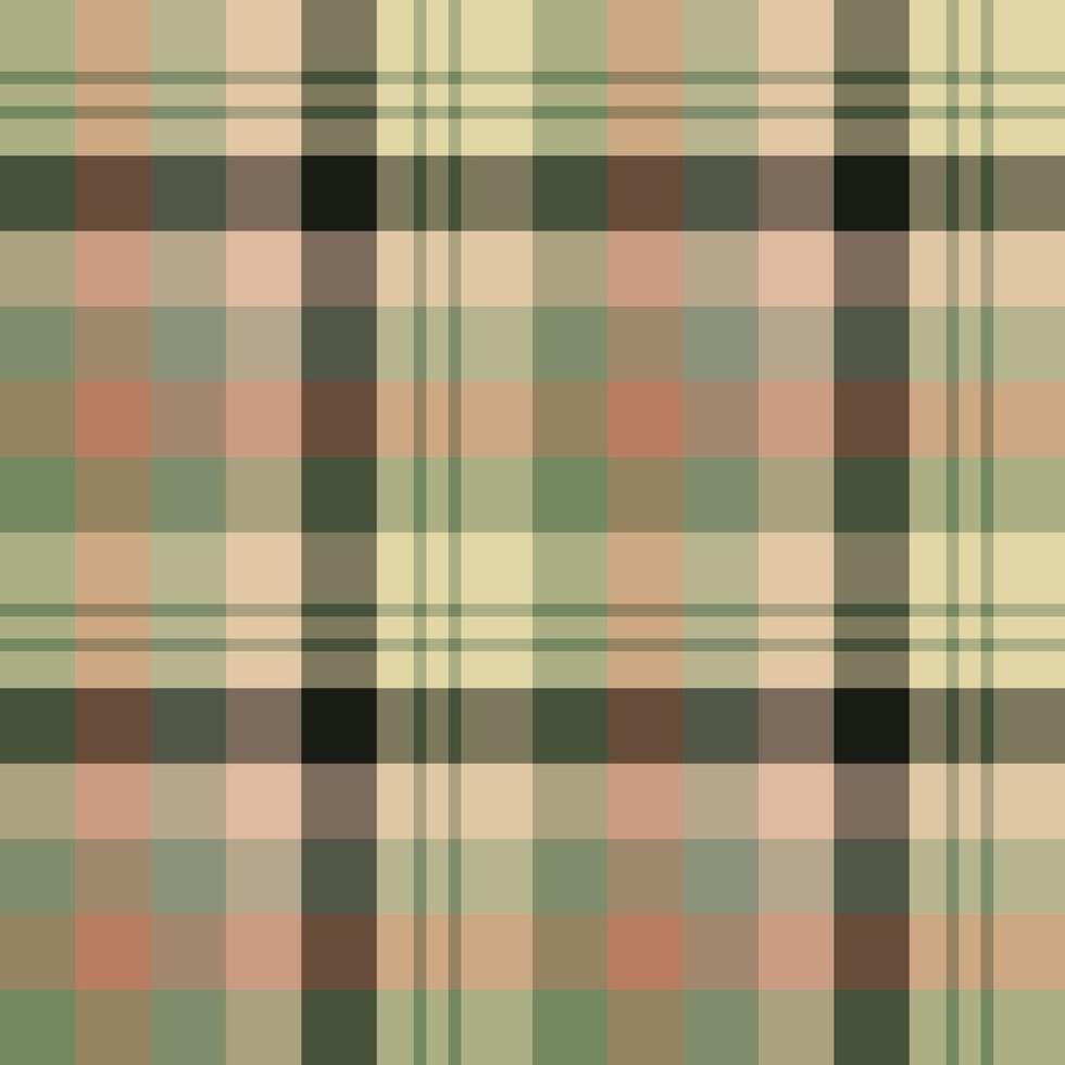 Seamless pattern in great creative green, brown, black, beige and yellow colors for plaid, fabric, textile, clothes, tablecloth and other things. Vector image.