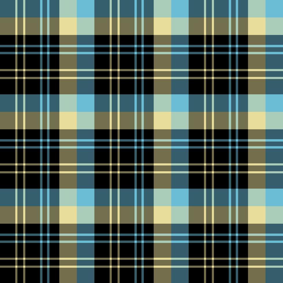 Seamless pattern in marvelous black, yellow and blue colors for plaid, fabric, textile, clothes, tablecloth and other things. Vector image.
