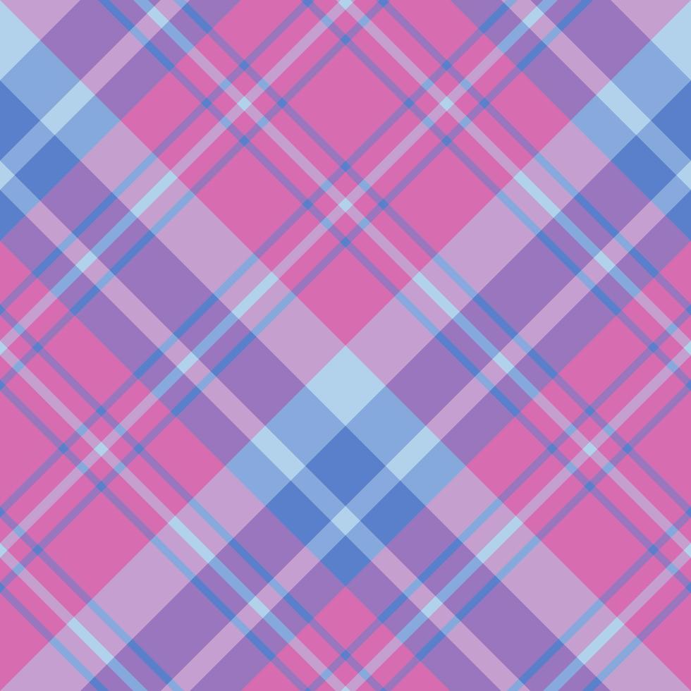 Seamless pattern in nice pink and light and dark blue colors colors for plaid, fabric, textile, clothes, tablecloth and other things. Vector image. 2