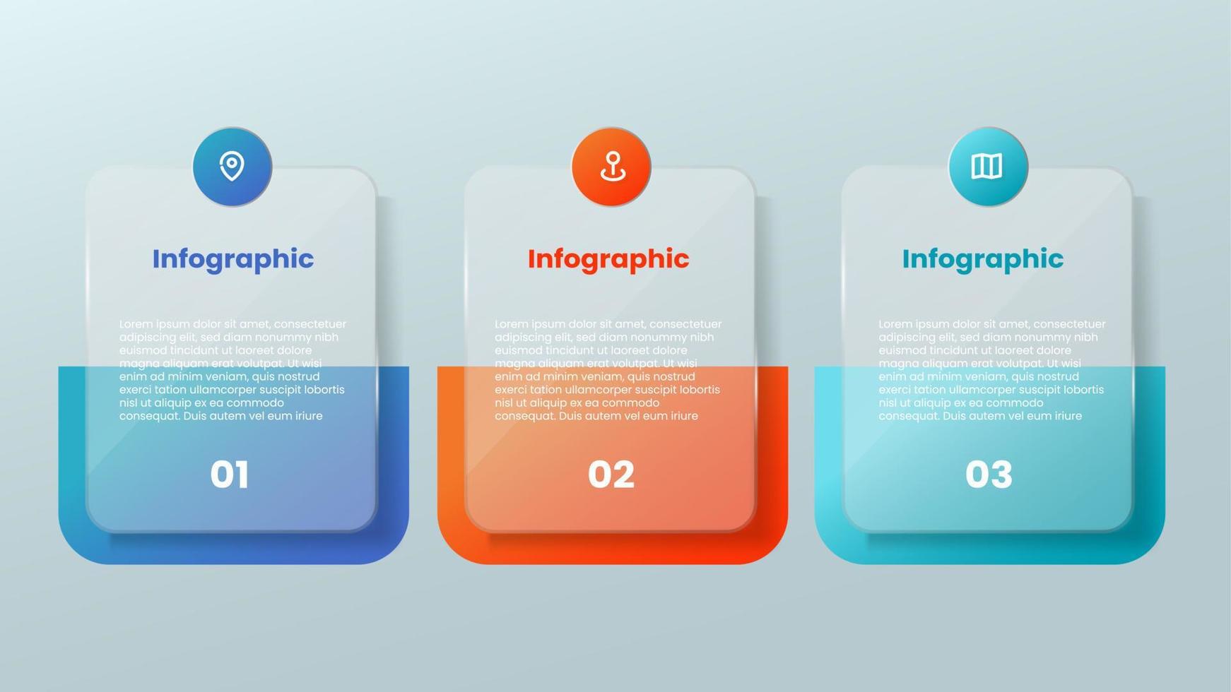 plantilla de diseño de infografías de concepto de vidrio 3d vector