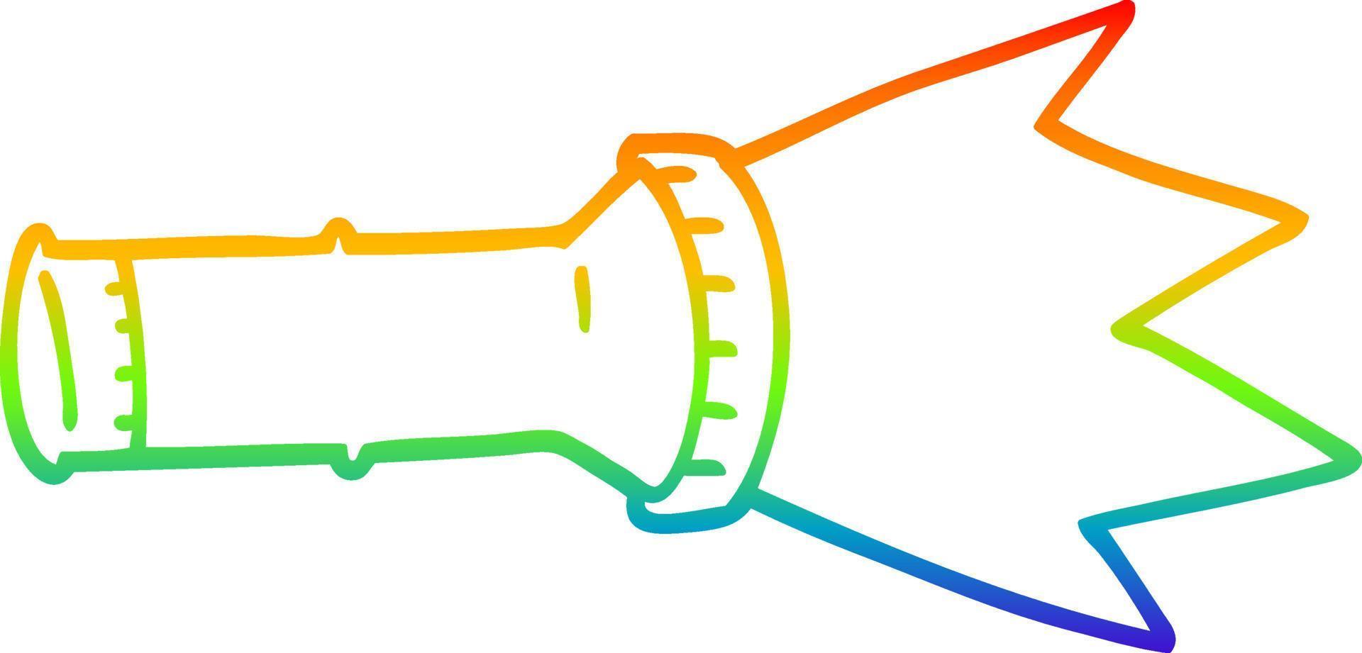 rainbow gradient line drawing cartoon torch vector