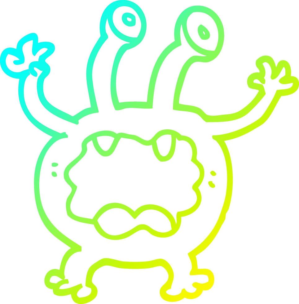 cold gradient line drawing cartoon monster vector