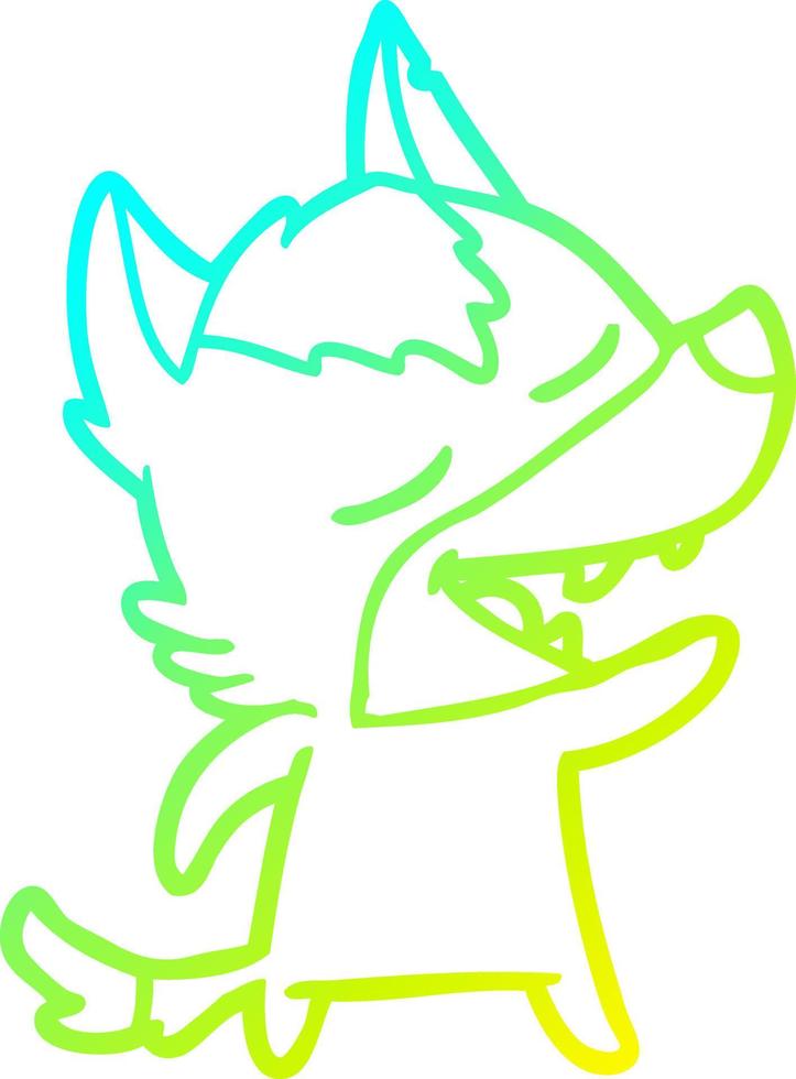 cold gradient line drawing cartoon wolf laughing vector