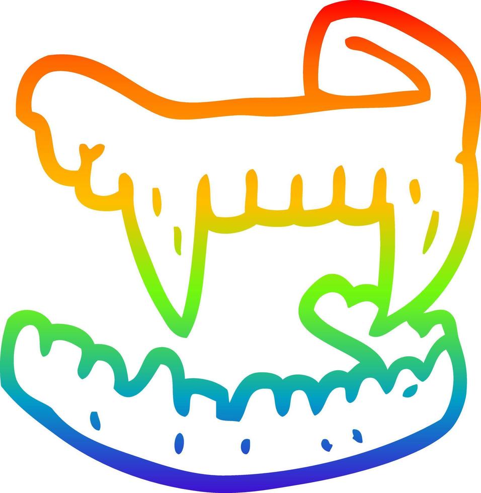 rainbow gradient line drawing cartoon halloween fangs vector