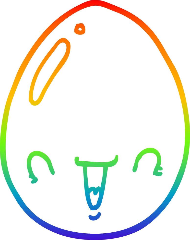 huevo de dibujos animados de dibujo de línea de gradiente de arco iris vector