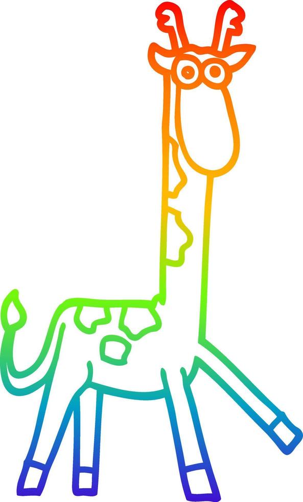 rainbow gradient line drawing cartoon funny giraffe vector