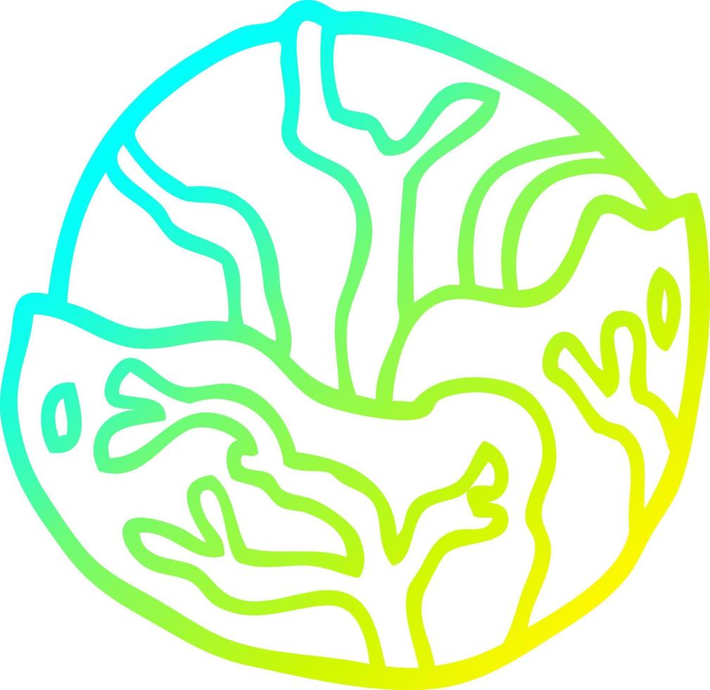 cold gradient line drawing cartoon cabbage vector