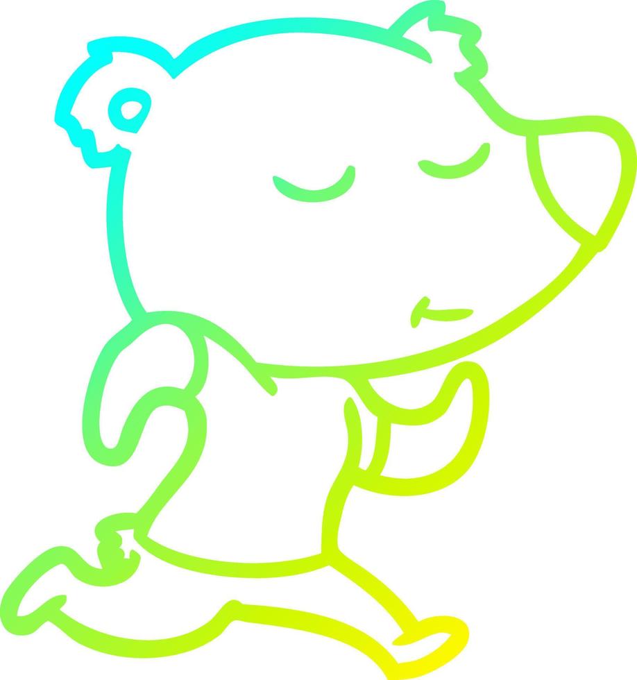 cold gradient line drawing happy cartoon polar bear vector