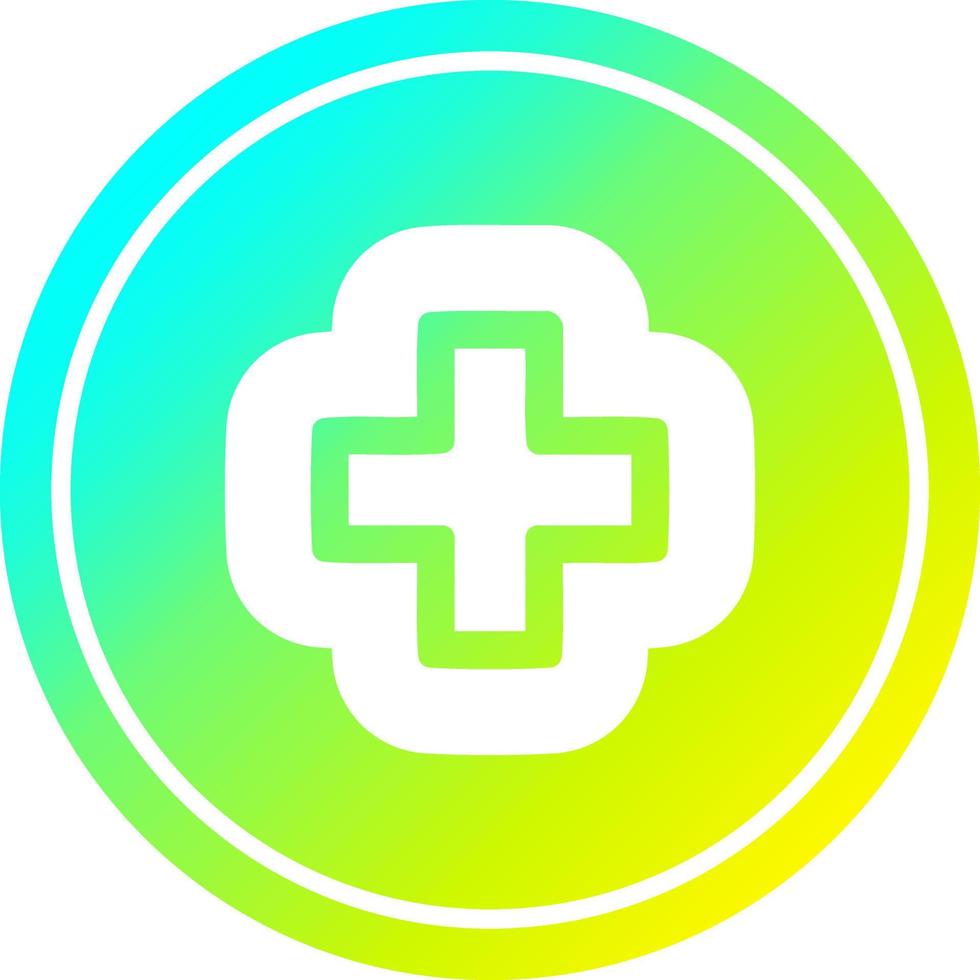 símbolo de adición circular en espectro de gradiente frío vector