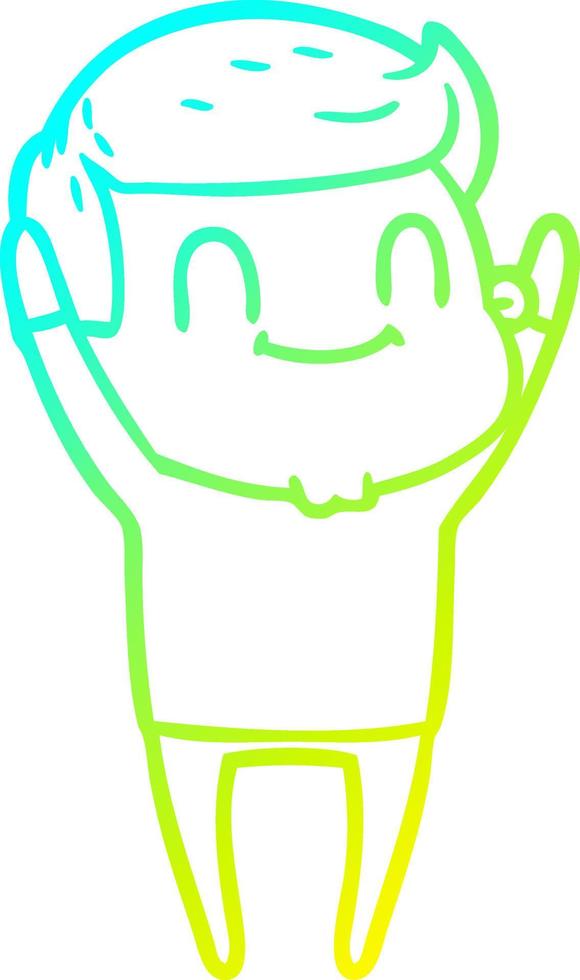 cold gradient line drawing cartoon friendly man vector