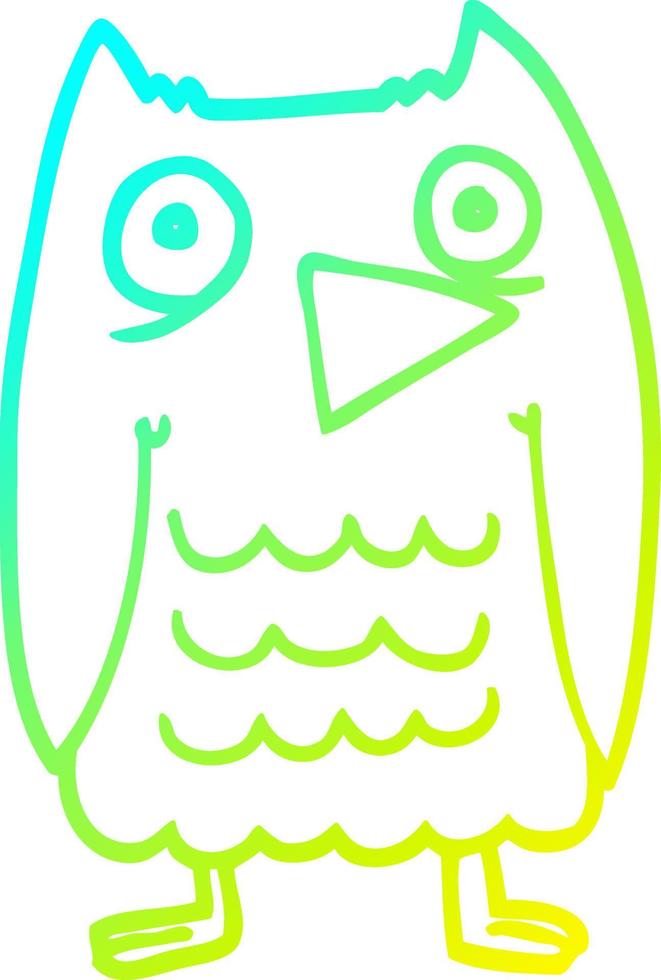 cold gradient line drawing funny cartoon owl vector