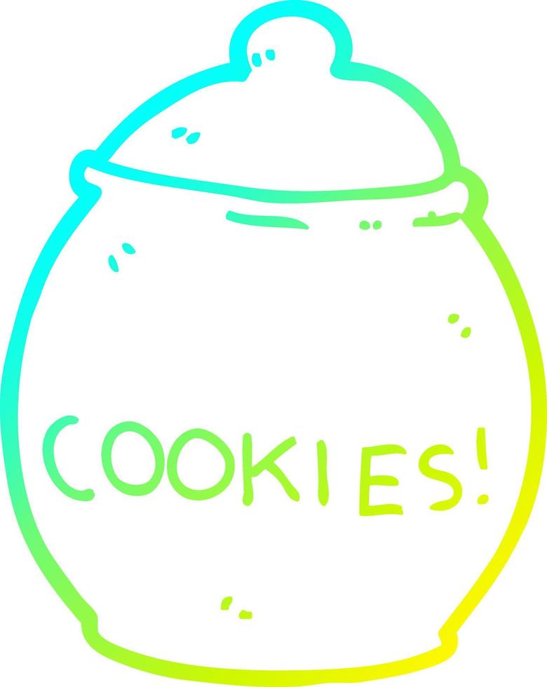 cold gradient line drawing cartoon cookie jar vector