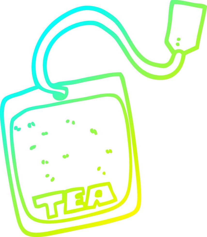 bolsa de té de dibujos animados de dibujo de línea de gradiente frío vector