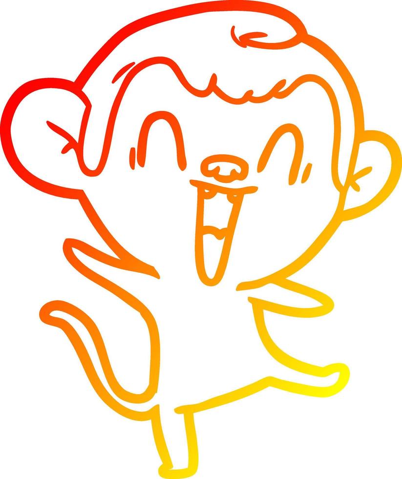 warm gradient line drawing cartoon laughing monkey vector