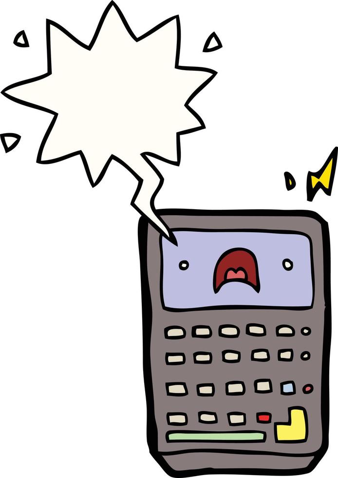 cartoon calculator and speech bubble vector