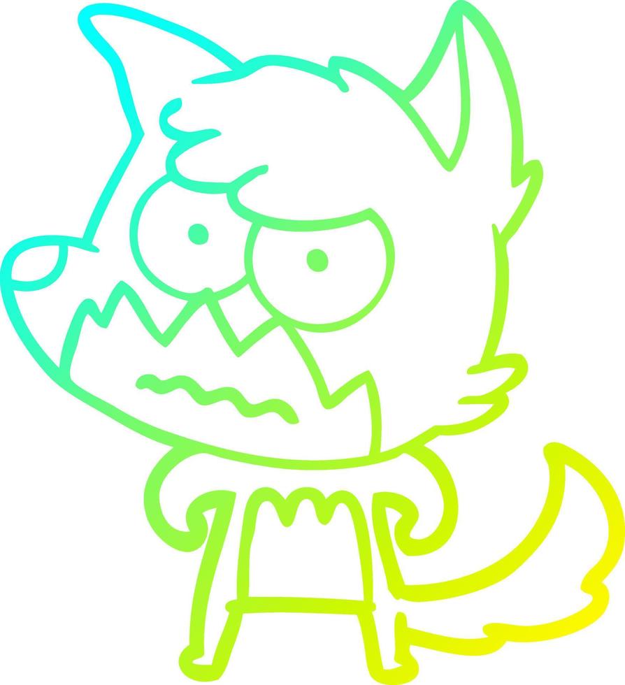 cold gradient line drawing cartoon annoyed fox vector