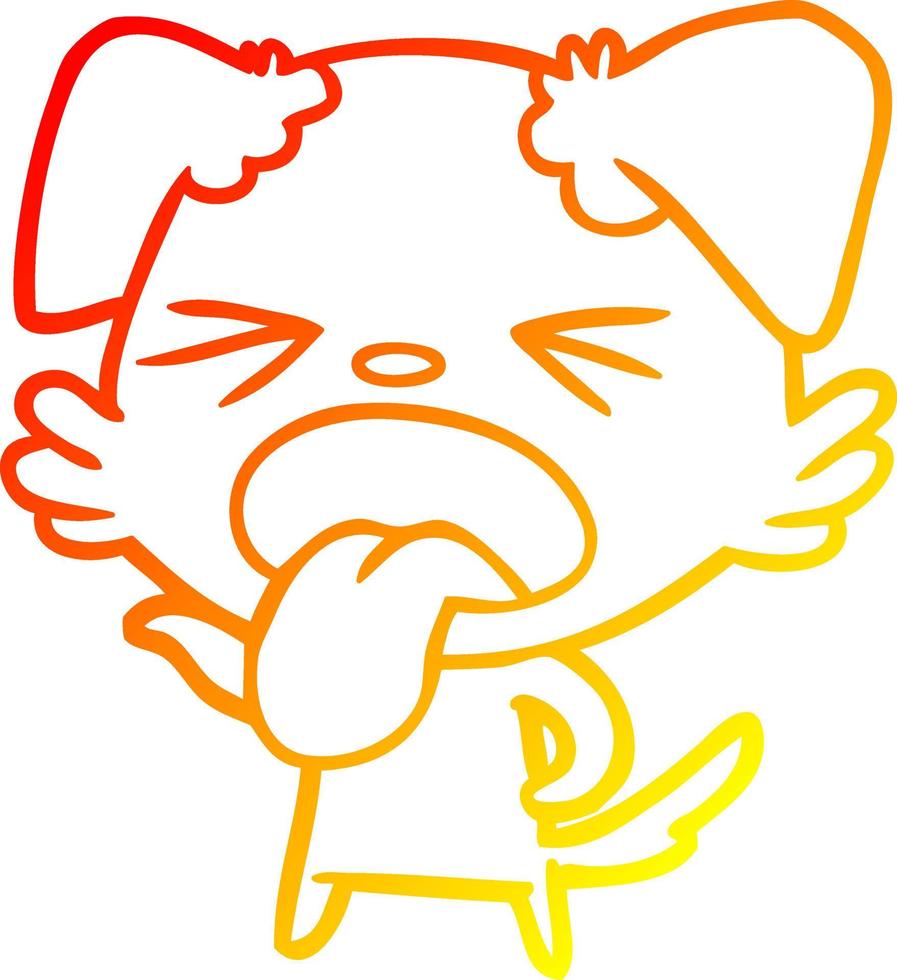 warm gradient line drawing cartoon disgusted dog vector