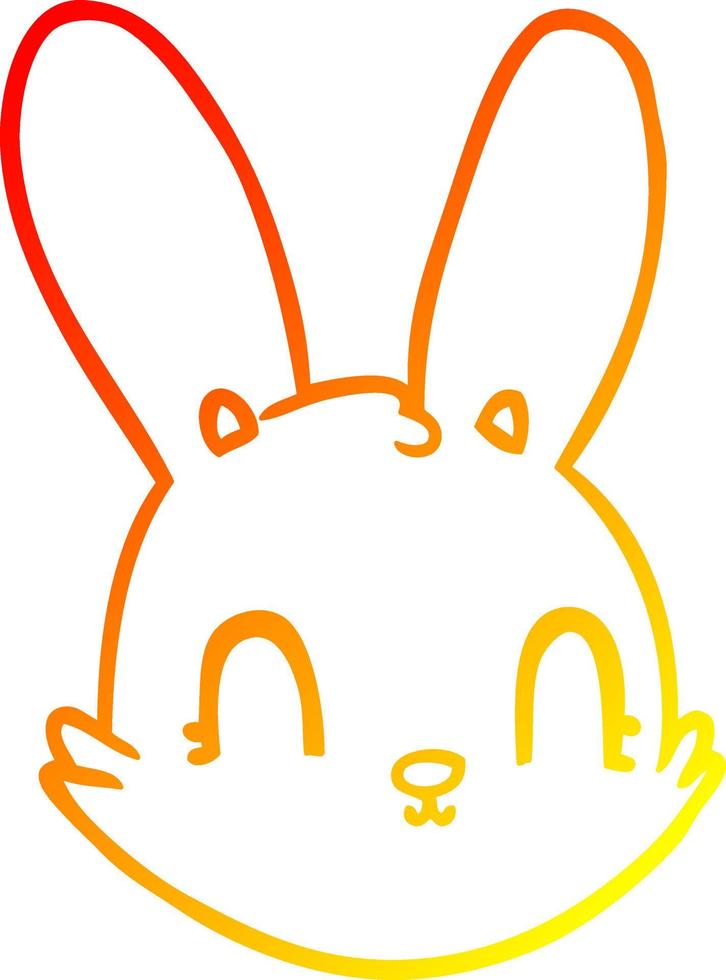 warm gradient line drawing cartoon bunny face vector