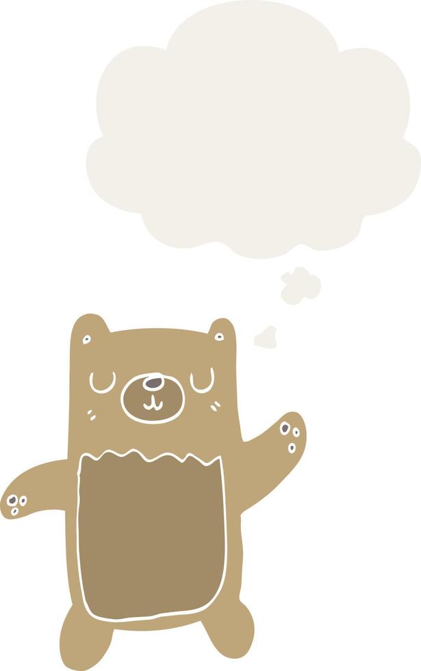 cartoon bear and thought bubble in retro style vector