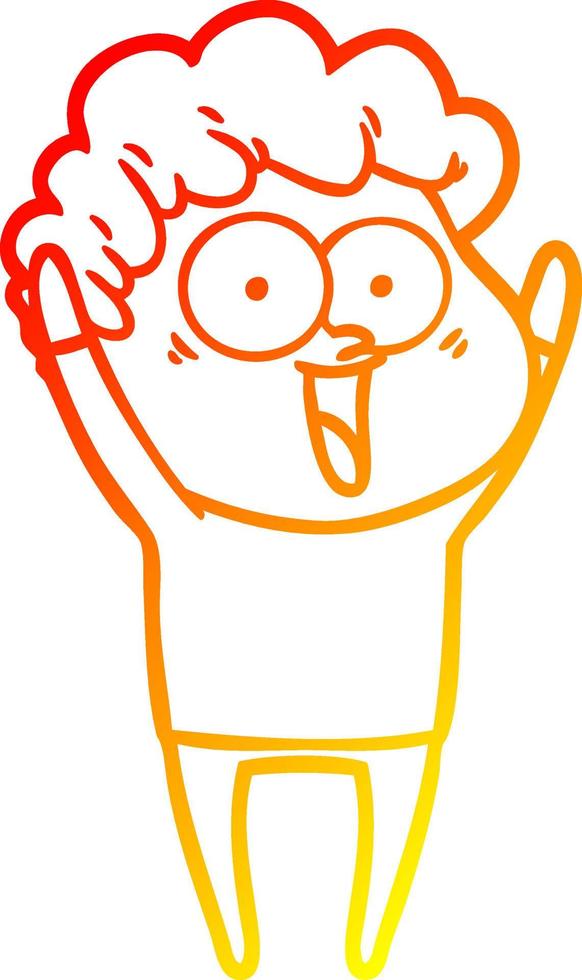warm gradient line drawing cartoon happy man vector