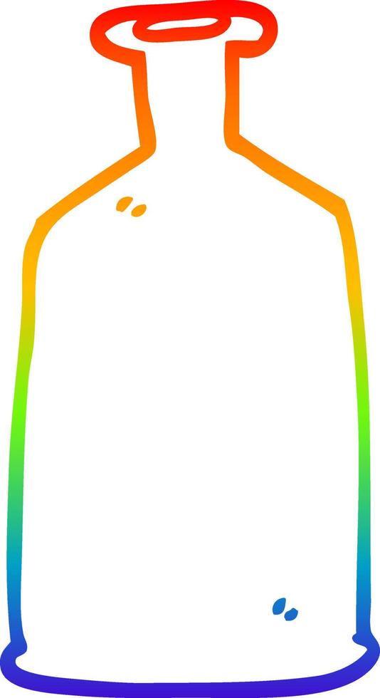 rainbow gradient line drawing cartoon green bottle vector
