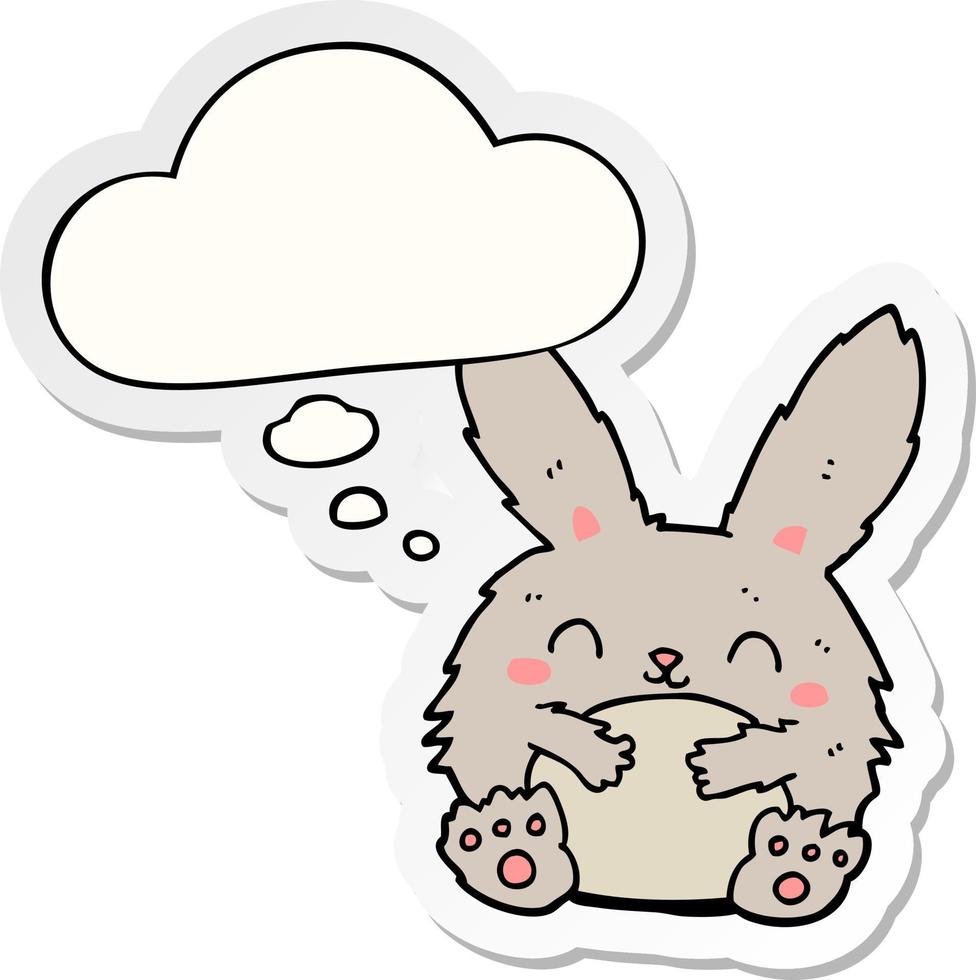 cute cartoon rabbit and thought bubble as a printed sticker vector