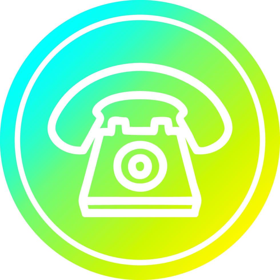 old telephone circular in cold gradient spectrum vector