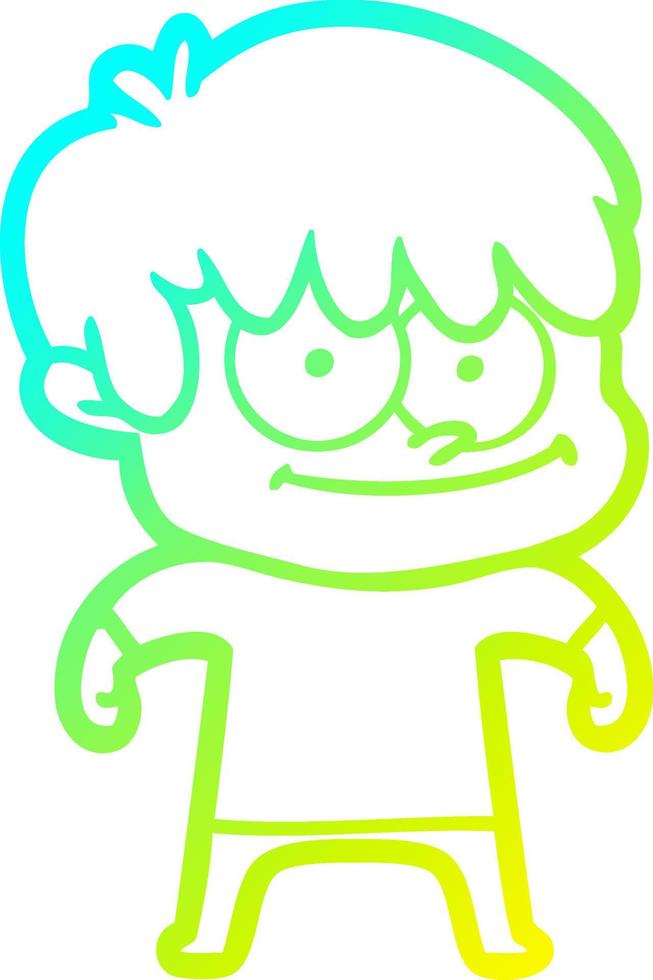 cold gradient line drawing happy cartoon man vector
