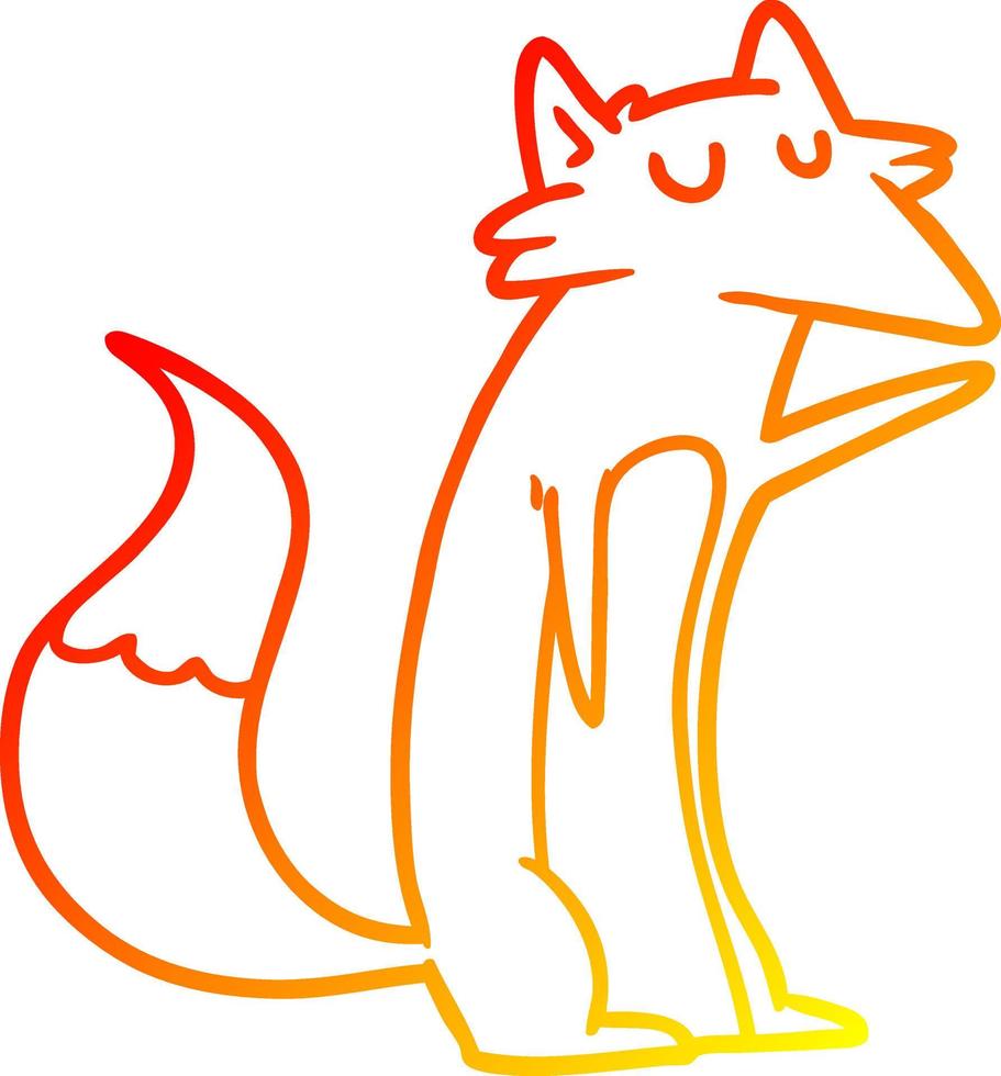 warm gradient line drawing cartoon fox vector