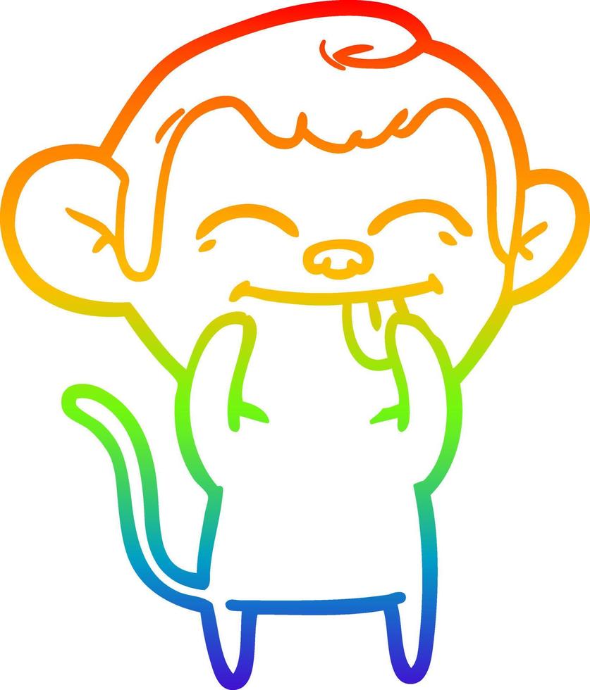 rainbow gradient line drawing funny cartoon monkey vector