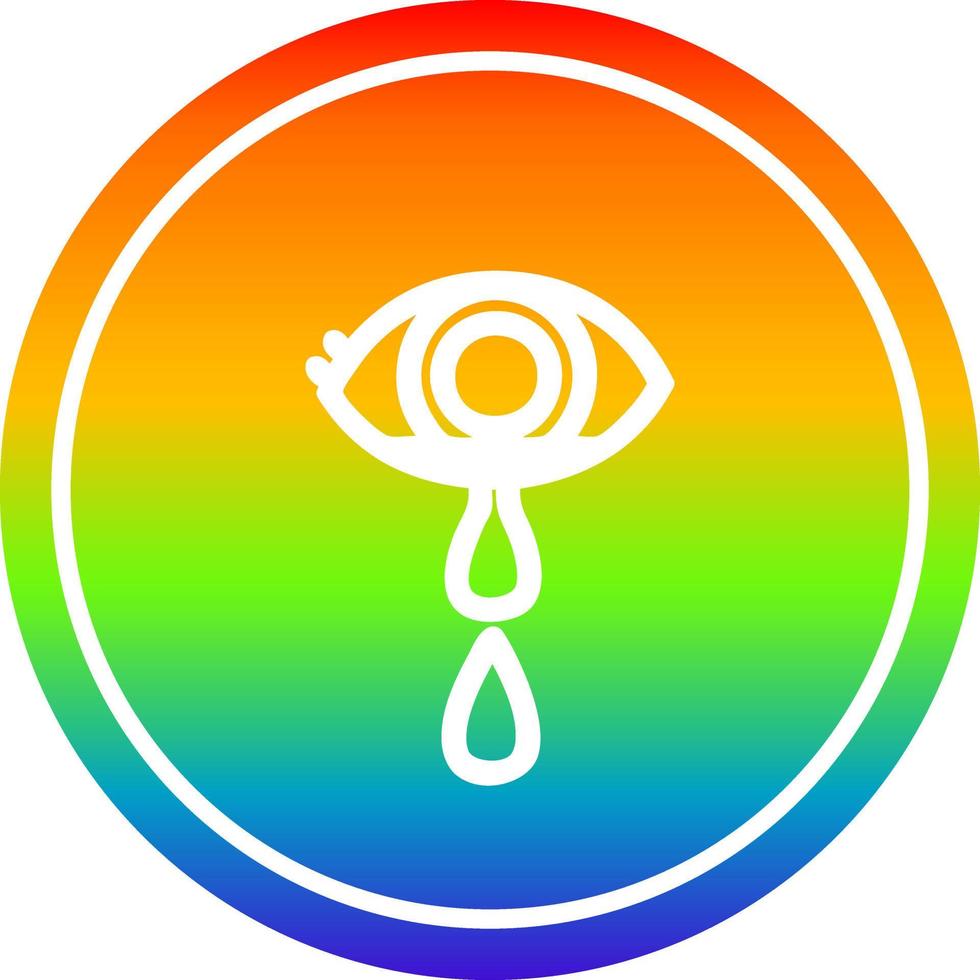 crying eye circular in rainbow spectrum vector