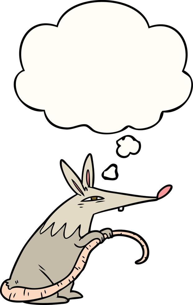 cartoon rat and thought bubble vector