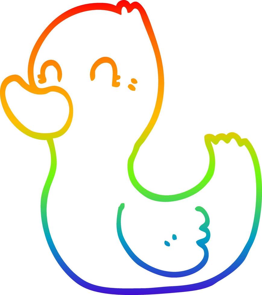rainbow gradient line drawing cartoon duck vector