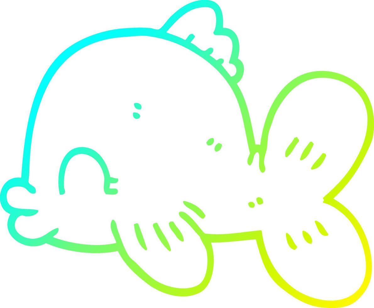 cold gradient line drawing cartoon fish swimming vector