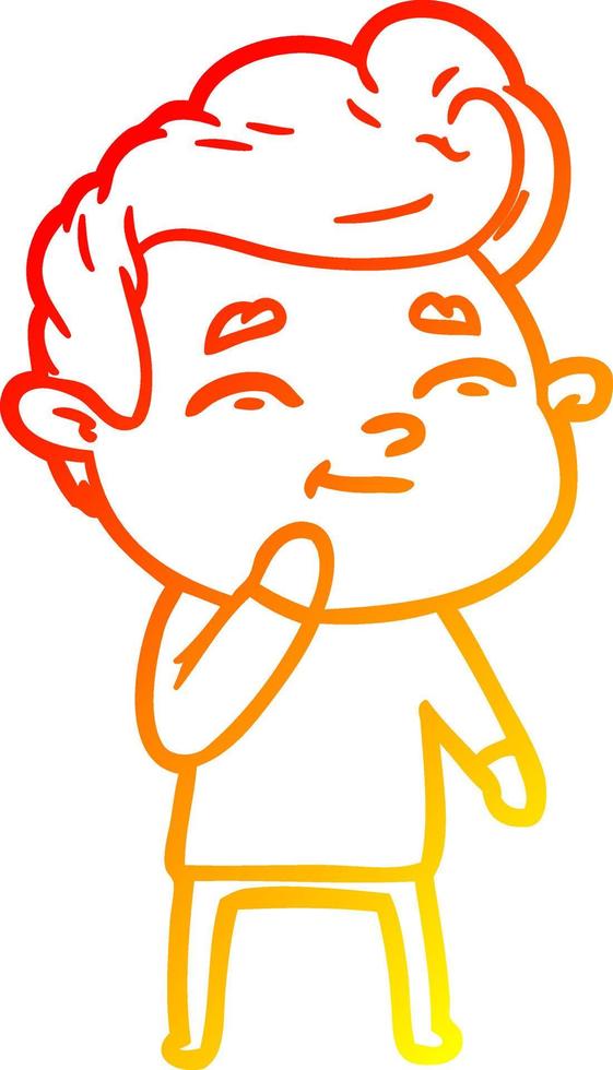 warm gradient line drawing happy cartoon man vector