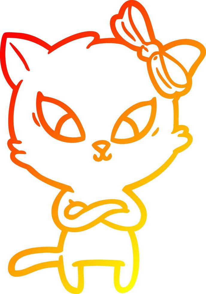 warm gradient line drawing cartoon cat vector