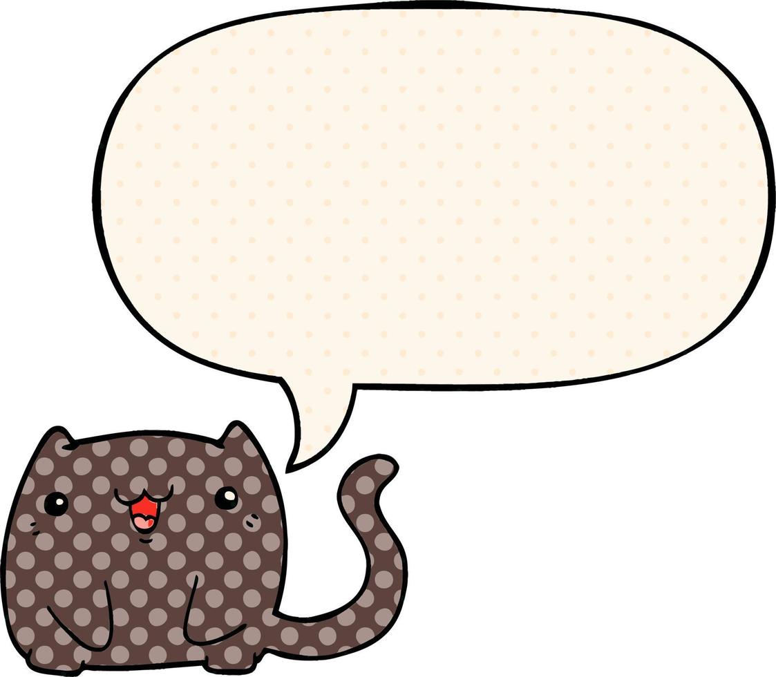 cartoon cat and speech bubble in comic book style vector