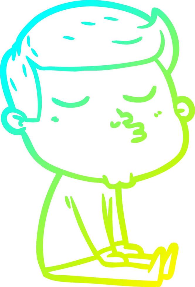 cold gradient line drawing cartoon model guy pouting vector