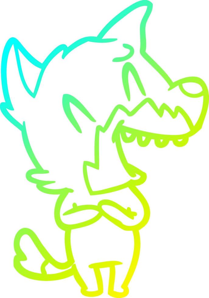 cold gradient line drawing laughing fox cartoon vector
