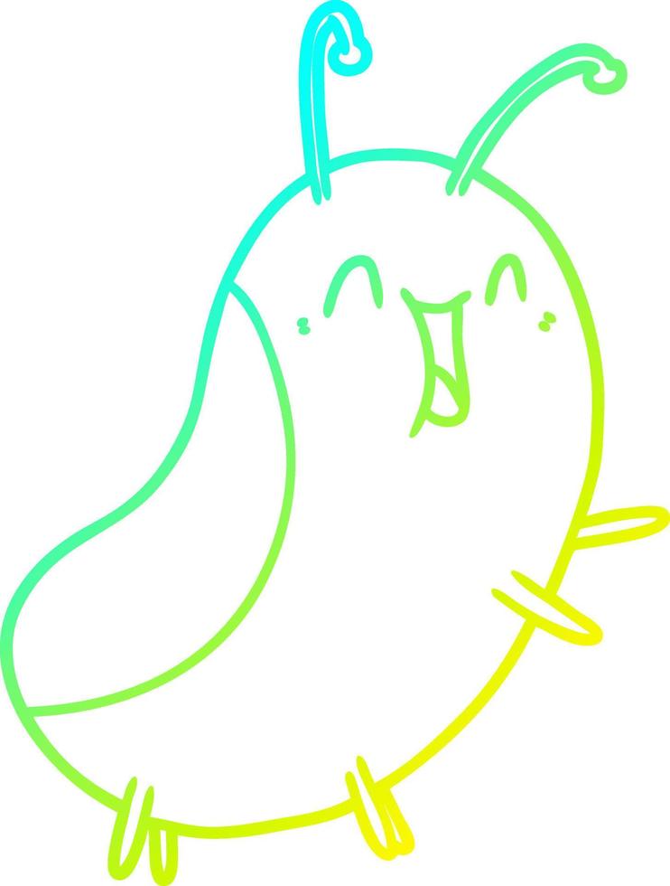 cold gradient line drawing cartoon happy bug vector